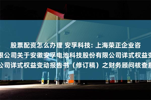 股票配资怎么办理 安孚科技: 上海荣正企业咨询服务（集团）股份有限公司关于安徽安孚电池科技股份有限公司详式权益变动报告书（修订稿）之财务顾问核查意见内容摘要