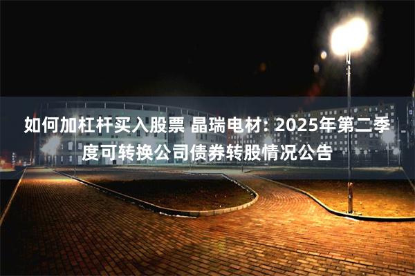 如何加杠杆买入股票 晶瑞电材: 2025年第二季度可转换公司债券转股情况公告