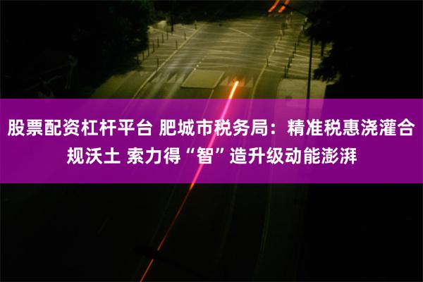 股票配资杠杆平台 肥城市税务局：精准税惠浇灌合规沃土 索力得“智”造升级动能澎湃