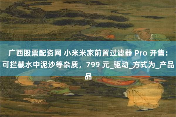 广西股票配资网 小米米家前置过滤器 Pro 开售：可拦截水中泥沙等杂质，799 元_驱动_方式为_产品