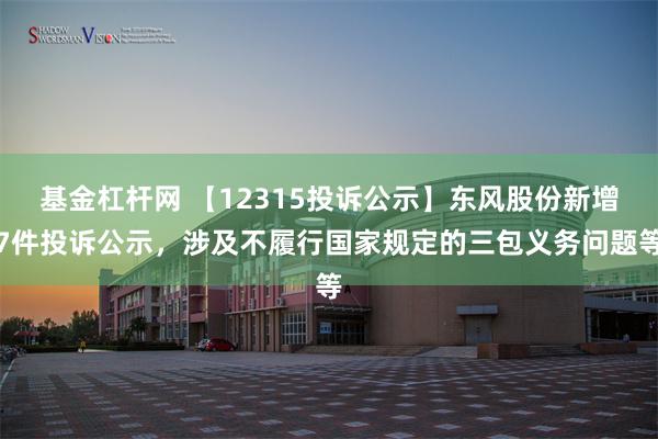 基金杠杆网 【12315投诉公示】东风股份新增7件投诉公示，涉及不履行国家规定的三包义务问题等